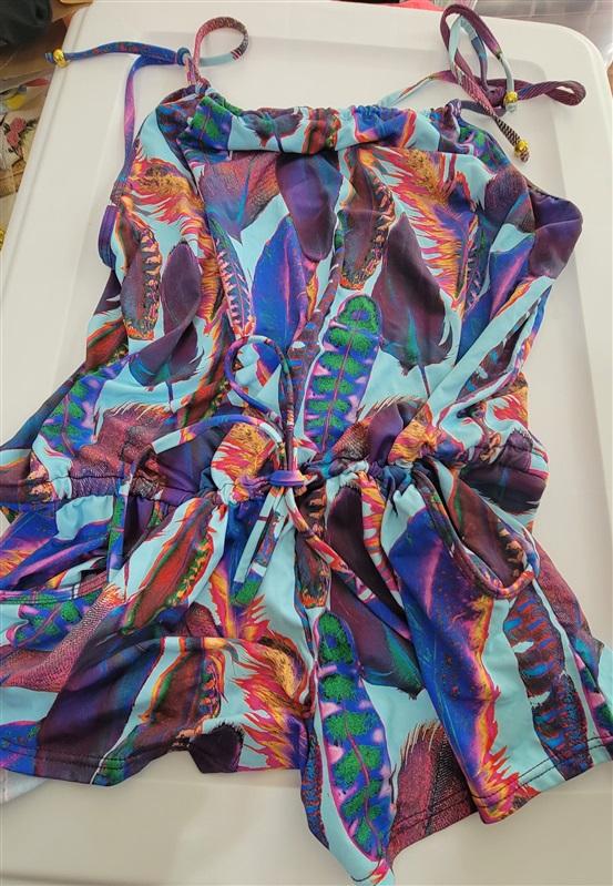 NWOT Pilyq S Bright Feathers Romper Swimsuit Cover up 111662