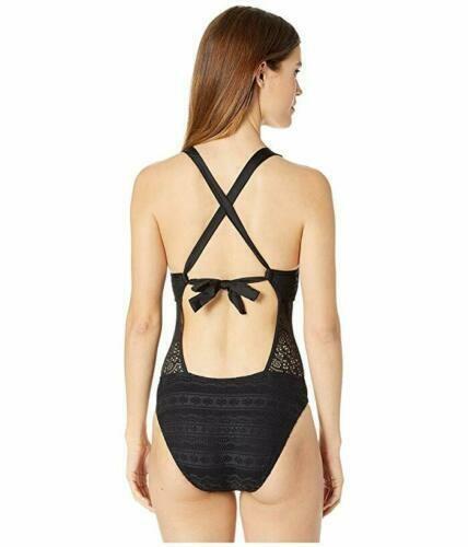 NWOT Becca Color Play XS Blue Lace Front Tie 1PC Swimsuit 111667