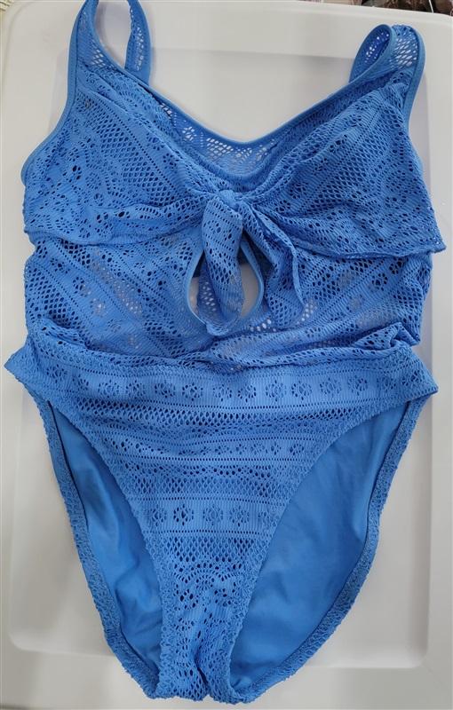 NWOT Becca Color Play XS Blue Lace Front Tie 1PC Swimsuit 111667