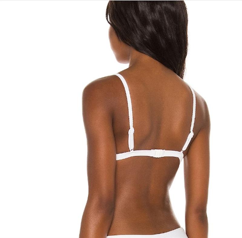 NWOT Seafolly 8 USA Essentials Fixed Ribbed Triangle Bikini Top Blue 111669