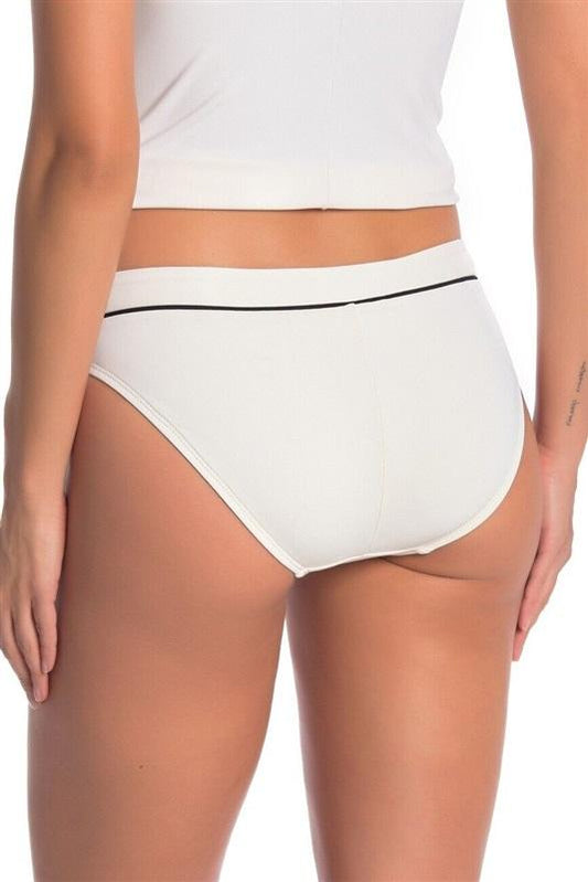 NWT Robin Piccone Malia L White Solid Full Bikini Swim Bottom 111680