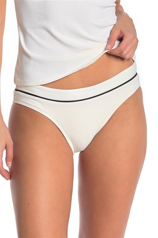 NWT Robin Piccone Malia L White Solid Full Bikini Swim Bottom 111680