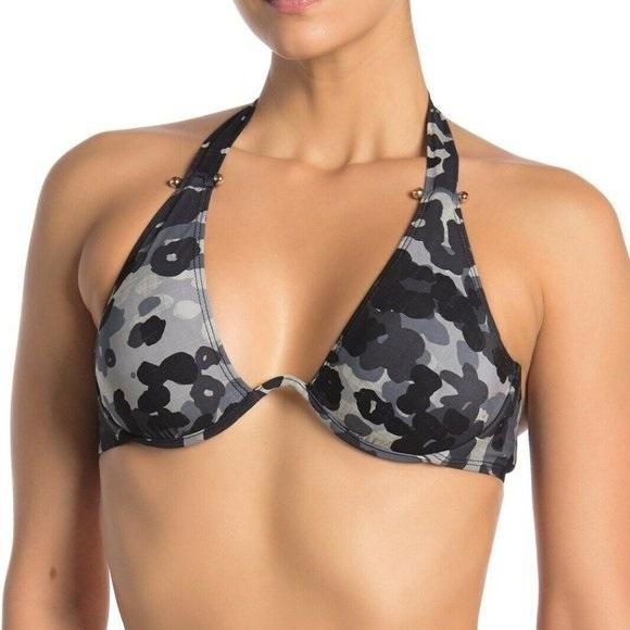 NWOT Robin Piccone XS Eden XS Plunge Camo Underwire Swimsuit 111695