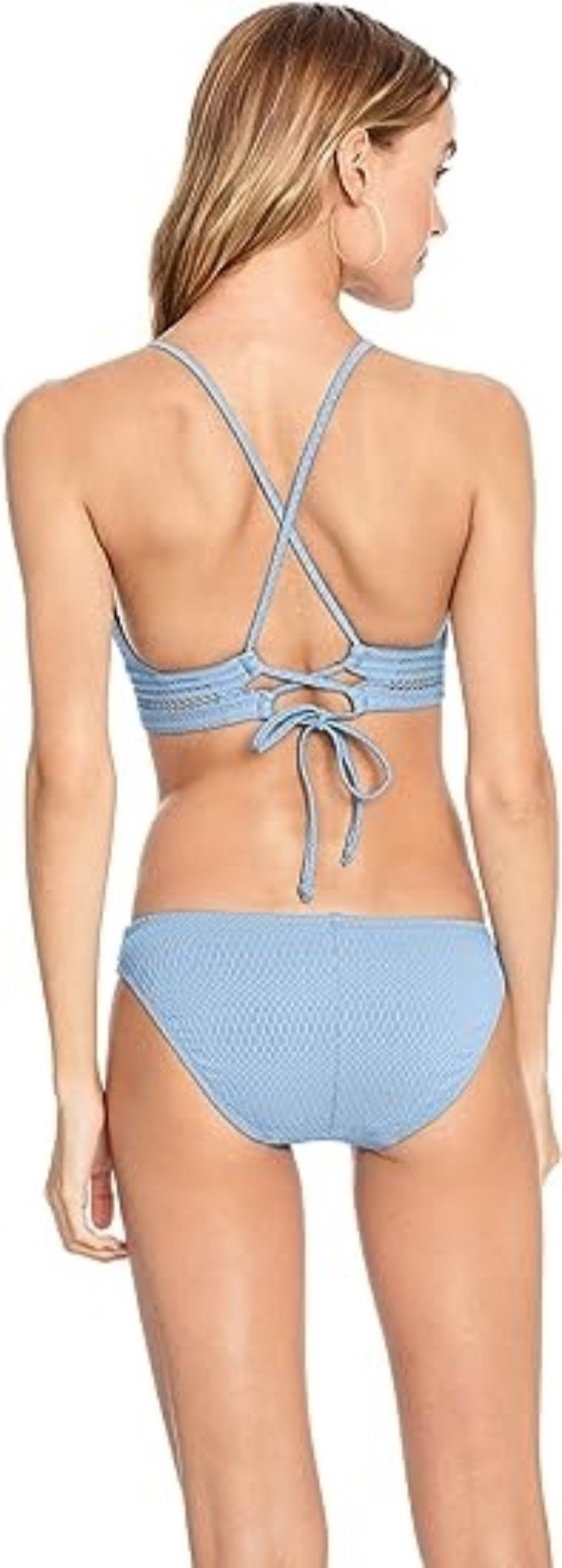 NWT Robin Piccone Perla S Textured Bikini Swim Bottom Blue 111697