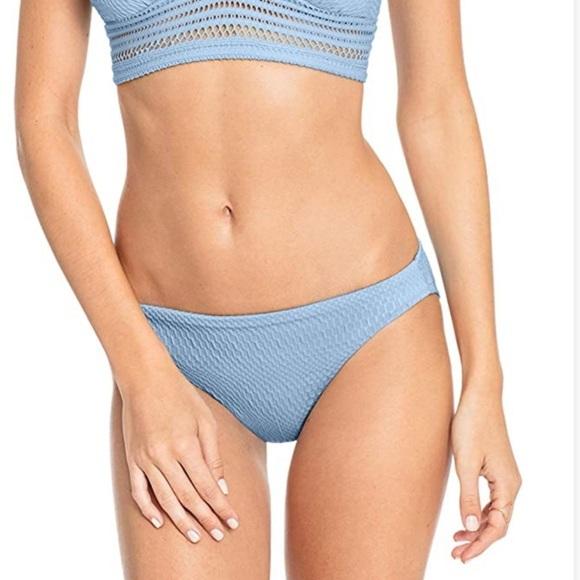 NWT Robin Piccone Perla S Textured Bikini Swim Bottom Blue 111697