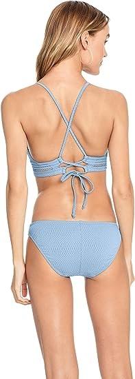 NWT Robin Piccone Perla M Textured Bikini Swim Bottom Blue 111698