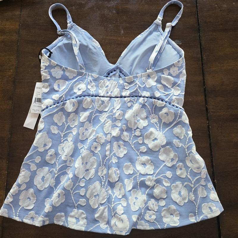 NWT Robin Piccone Saide S Sky Blue Floral Tankini Swim Top & Bottom 111718