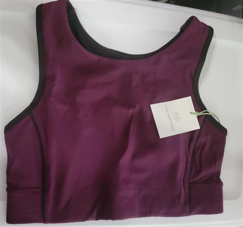 NWT We Wander Purple Black Sports Bra LG 111725