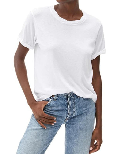 NWOTD Michael Stars XS Sloane White Rolled Sleeve T Shirt 111893