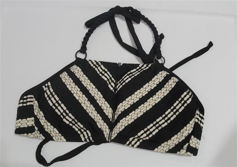 NWOT Robin Piccone XS Chevron High Neck Bikini Swim Top 112040