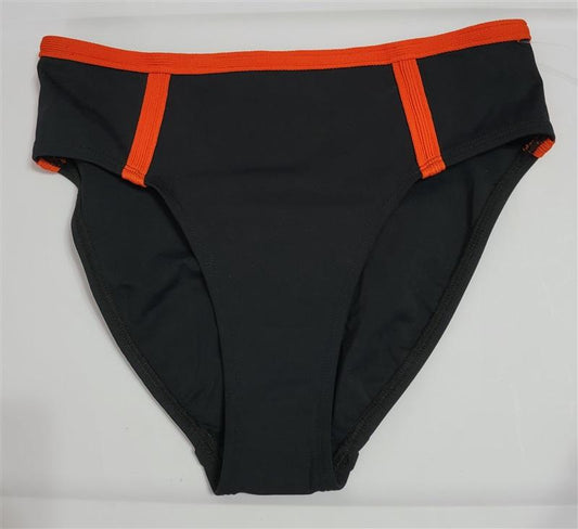 NWOT Robin Piccone S High Waist Bikini Bottoms Sun Rise Orange & Black 112044