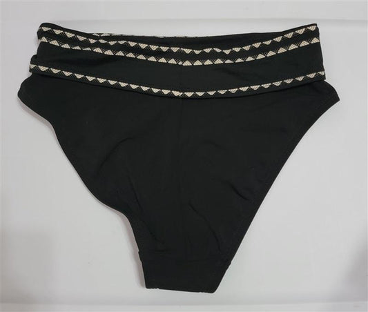 NWOT Robin Piccone XS High Waist Bikini Bottoms Black White 112049