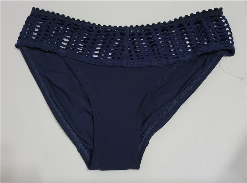 NWT Robin Piccone Perla XS Blue Crochet Banded Bikini Swim Bottom 112051