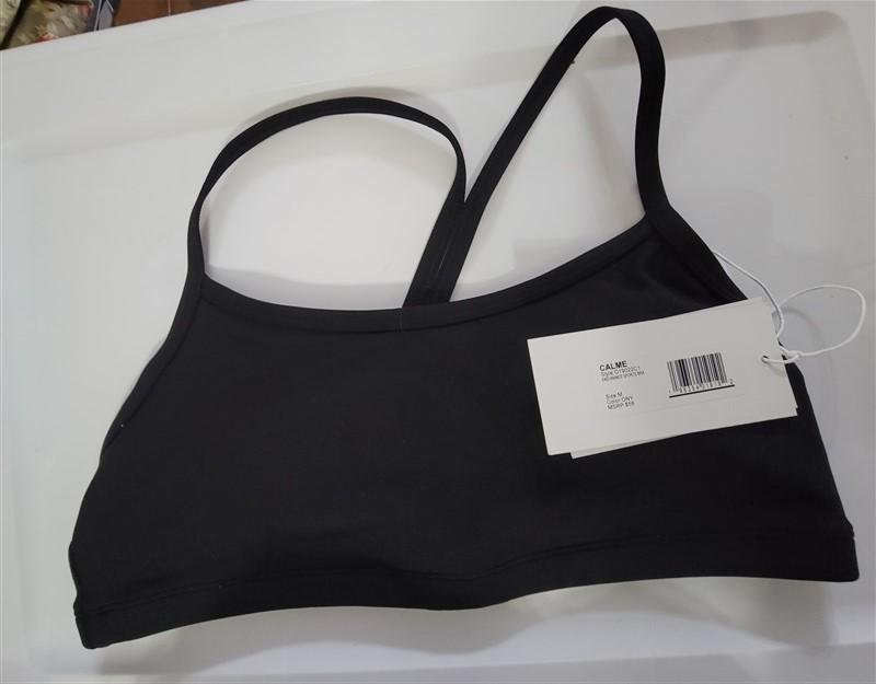 NWT Calme Ease Cross Back Sports Bra L Charcoal 112081