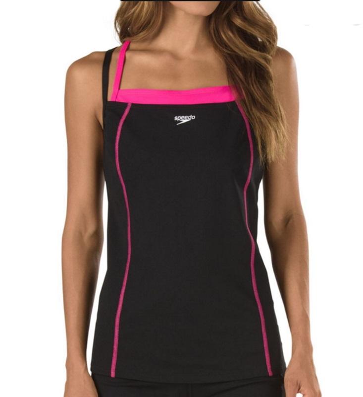 NWT Speedo 6 Endurance+ Double Strap Tankini Swim Top Pink 112108