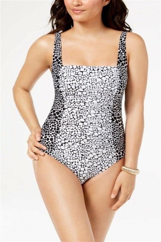 NWT Calvin Klein 8 Black & White Illusion Dot 1PC Swimsuit 112162