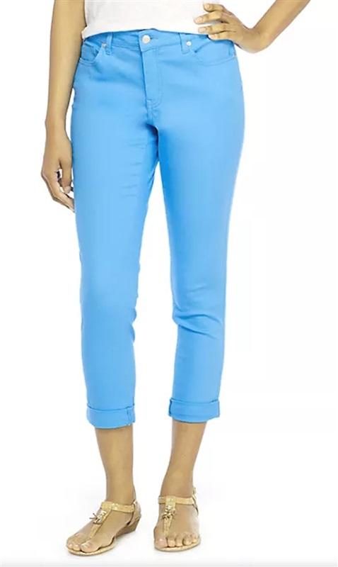 NWT Crown & Ivy 4 Solid Stretch Denim Jeans Crop Pants Periwinkle Blue 112163