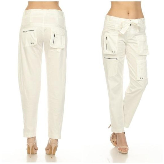 NWOTD pete & greta Sz 8 Ivory Cargo Pants 112183