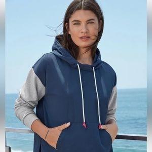 NWOT Calme XL Mix Nylon Hoodie Pullover Blue 112185