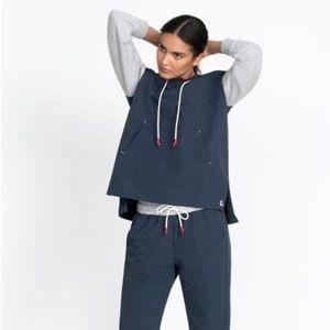 NWOT Calme XL Mix Nylon Hoodie Pullover Blue 112185