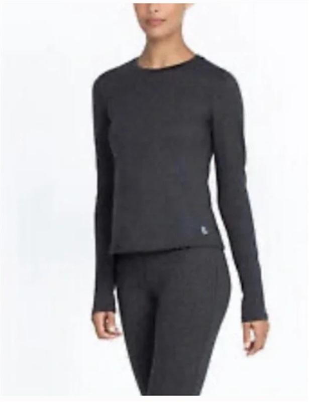 NWOT Calme XS Ease Space Dye Long Sleeve Tee Black 112200