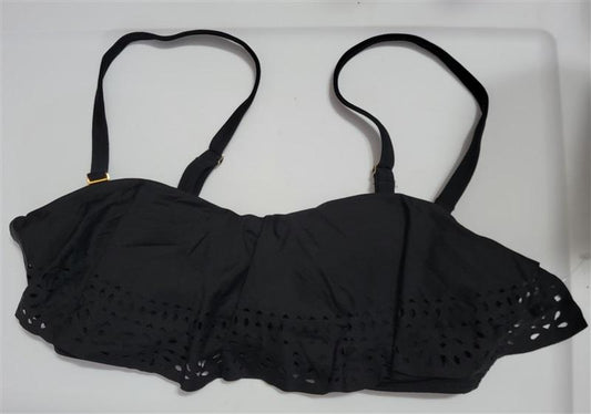 NWOT Soma 36C 34D Underwire Flutter Eyelet Bra Bikini Top Swimsuit Black 112257