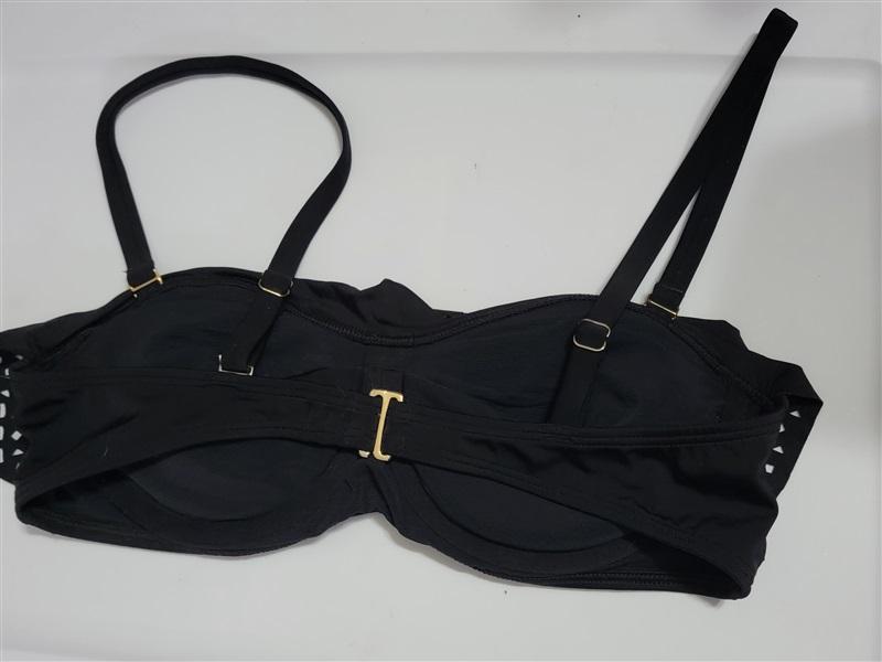 NWOT Soma 36C 34D Underwire Flutter Eyelet Bra Bikini Top Swimsuit Black 112257