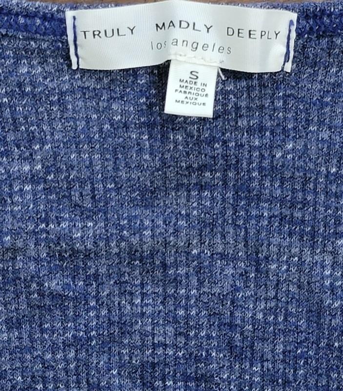 NWOT Truly Madly Deeply SM Ribbed Heather Blue Ruffled Tank Top #112262
