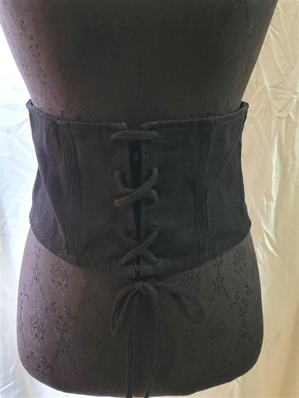 New Honey Punch Anthropologie S Cotton Lace Up Zip Corset Belt Black #112266