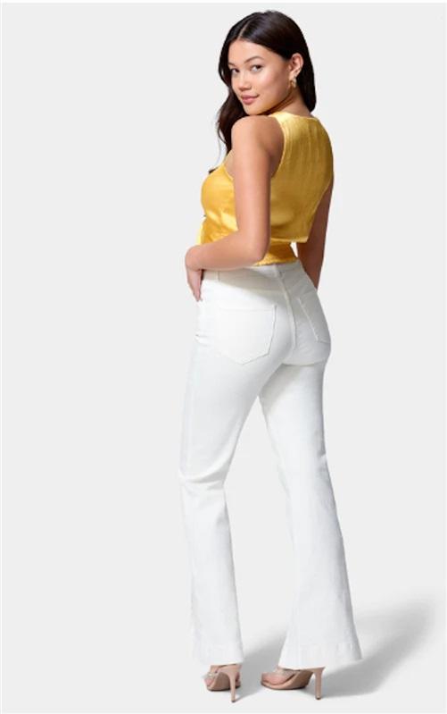 NWOTD Bebe 26 Wide Leg Denim Jeans Pants White 112304
