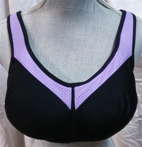 NWOT Glamorise 46C Underwire High Impact Sports Bra 9066 Black Purple 112322
