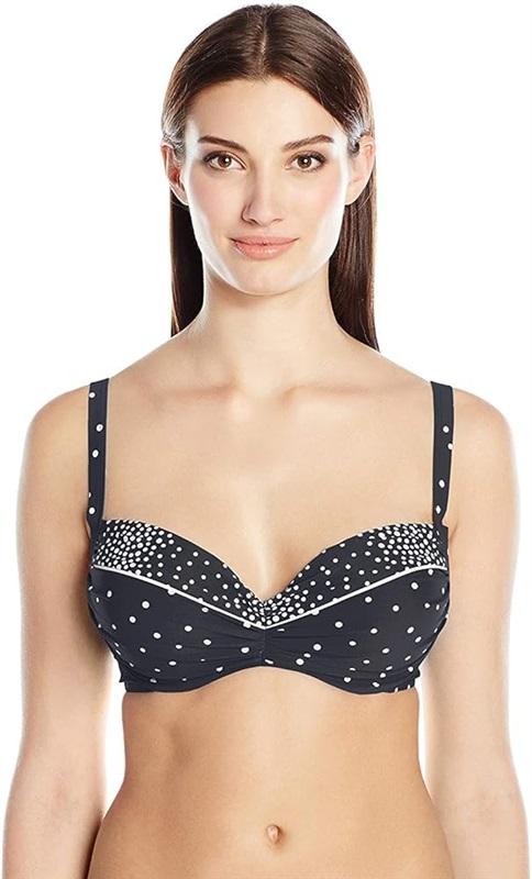 NWT Coco Reef Cast Black 36/38C Spotted Underwired Bikini Swim Top 112386
