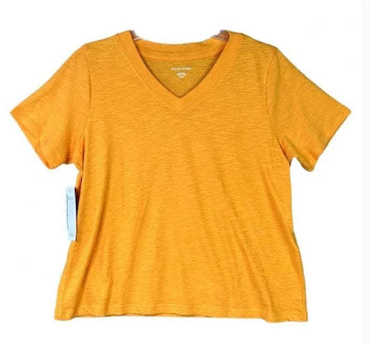 NWT Eileen Fisher XXS Mango V Neck Short Sleeve Tee Shirt 112395