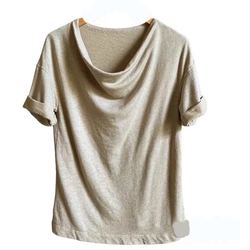 NWOT Standard James Perse MD Cowl Neck Short Sleeve T Shirt Oatmeal 112426