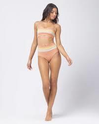 NWT L*Space M Rebel Stripe Color Block Bikini Swim Top 112453