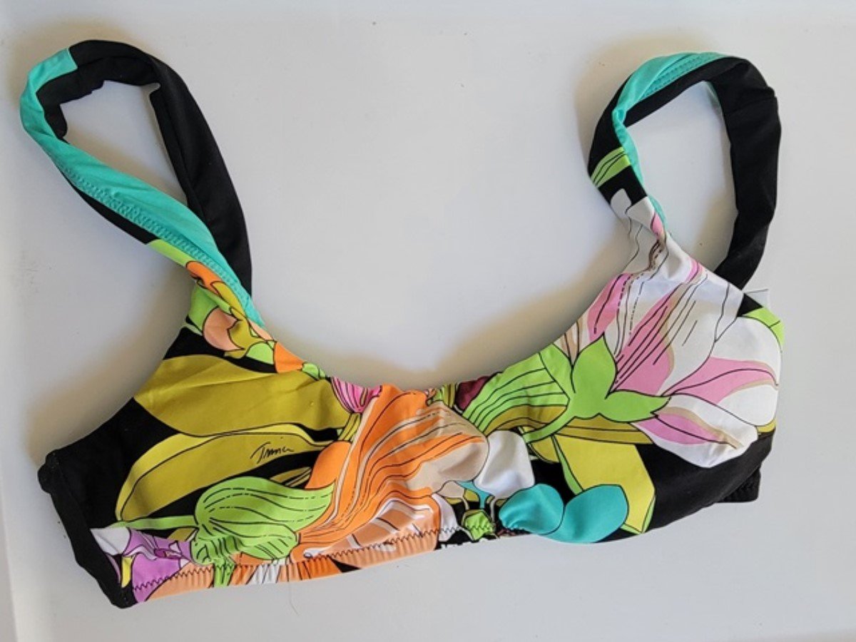 NWT Trina Turk 4 Bouquet Floral Bikini Top Mod Flowers 99082