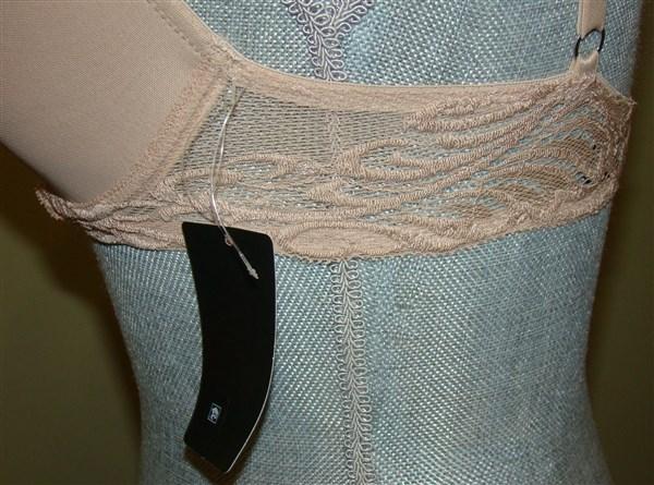 PO Natori 34DD Jasper Feathers Bra Plunge Contour Style 730023 Beige 112492