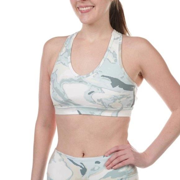 NWOT Thrive Societe L Camo Mint Green Blue Tan Sports Bra 112508