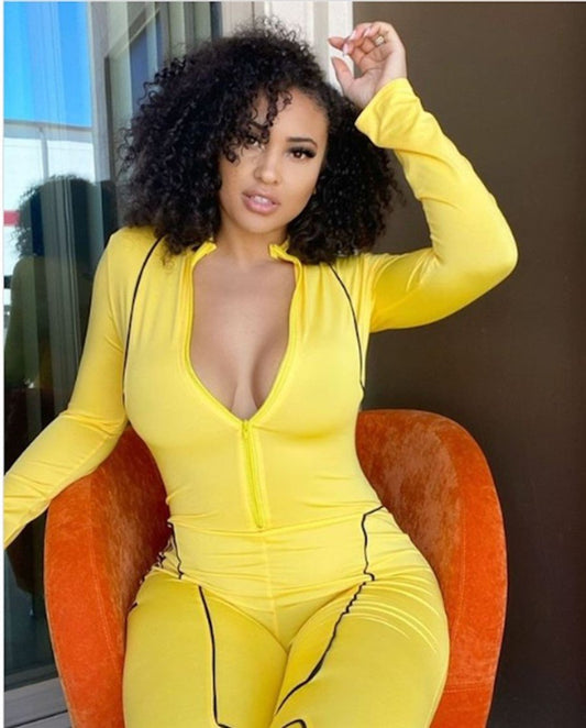 NWOTD Rockstar Original S BELEN 2.0 JUMPSUIT Yellow Black 112512