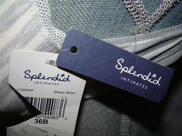 NWT Splendid Intimates 36B Bra Sleepy Stripe T-Shirt #2108SWF Gray 112625