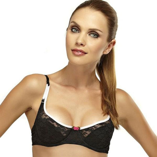 NWT Jezebel 36B Dazzled Demi with Floating Pad Bra 10287 Black 112629