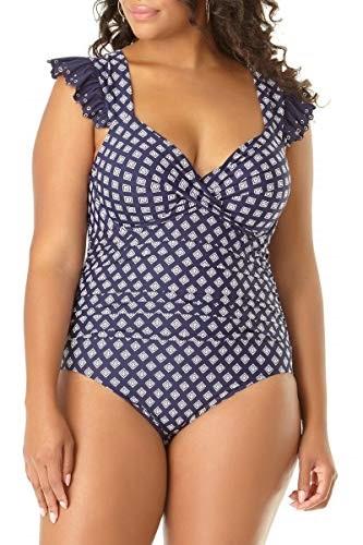 NWT Anne Cole 22W Eyelet It Go Flounce Twist Underwire 1pc 112767