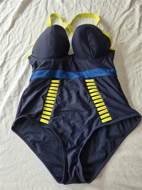 NWT Curvy Kate 34L Maya Halterneck 1PC Swimsuit Blue 112787