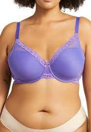 NWOT Natori 34D Feathers Full Figure Contour Underwire Bra 741299 Purple 112795