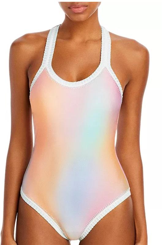NWT Pilyq Platinum SM Golden Hour Rainbow Crochet Trim 1PC SwimSuit 112799