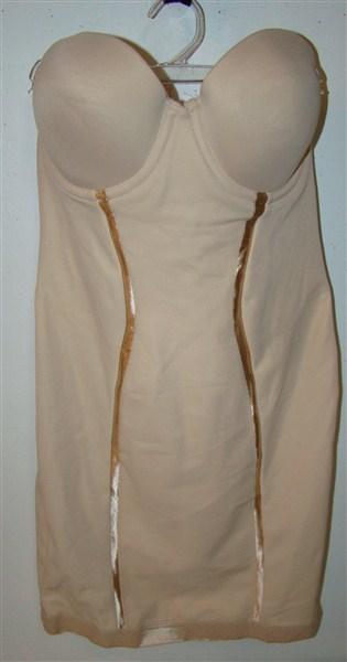 NWT Flexees 36D Easy-Up Strapless Full Slip 2304 Beige Shaper 112850