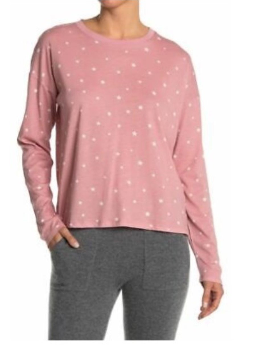 NWT PJ Salvage XL Stars Rose Knit Jersey Long Sleeve T-Shirt Lounge Top 112940