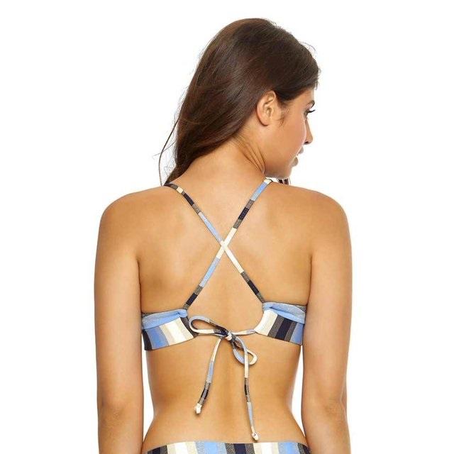 NWOT Pilyq Cancun M Striped Banded Halter Glitter Bikini Swim Top 112942