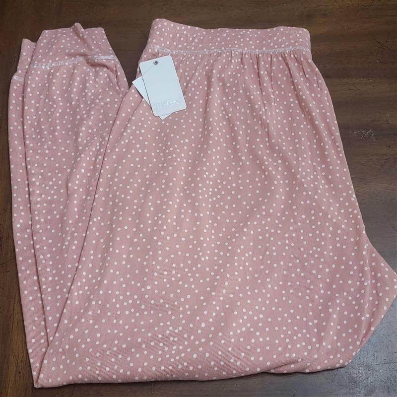 NWT PJ Salvage 2X Dusty Rose Polka Dot Peachy Jersey Joggers Pants 112957