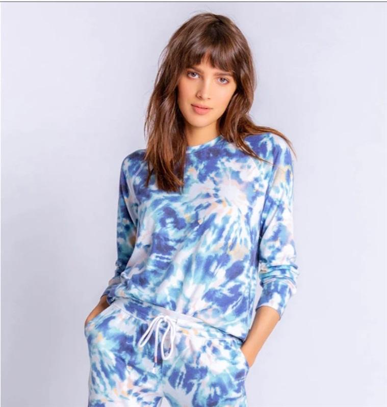 NWT PJ Salvage 1x Spiral Tie Dye Long Sleeve Jersey Knit Lounge Top 112964